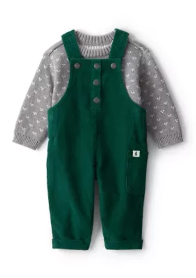Baby Boys Printed Sweater and Overalls Set