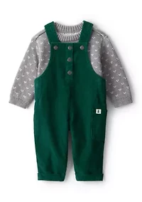 Baby Boys Printed Sweater and Overalls Set
