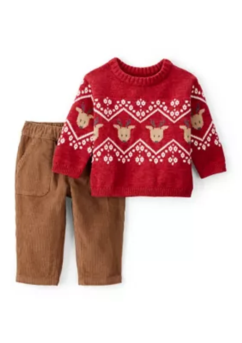 Baby Boys Fair Isle Sweater and Pants Set