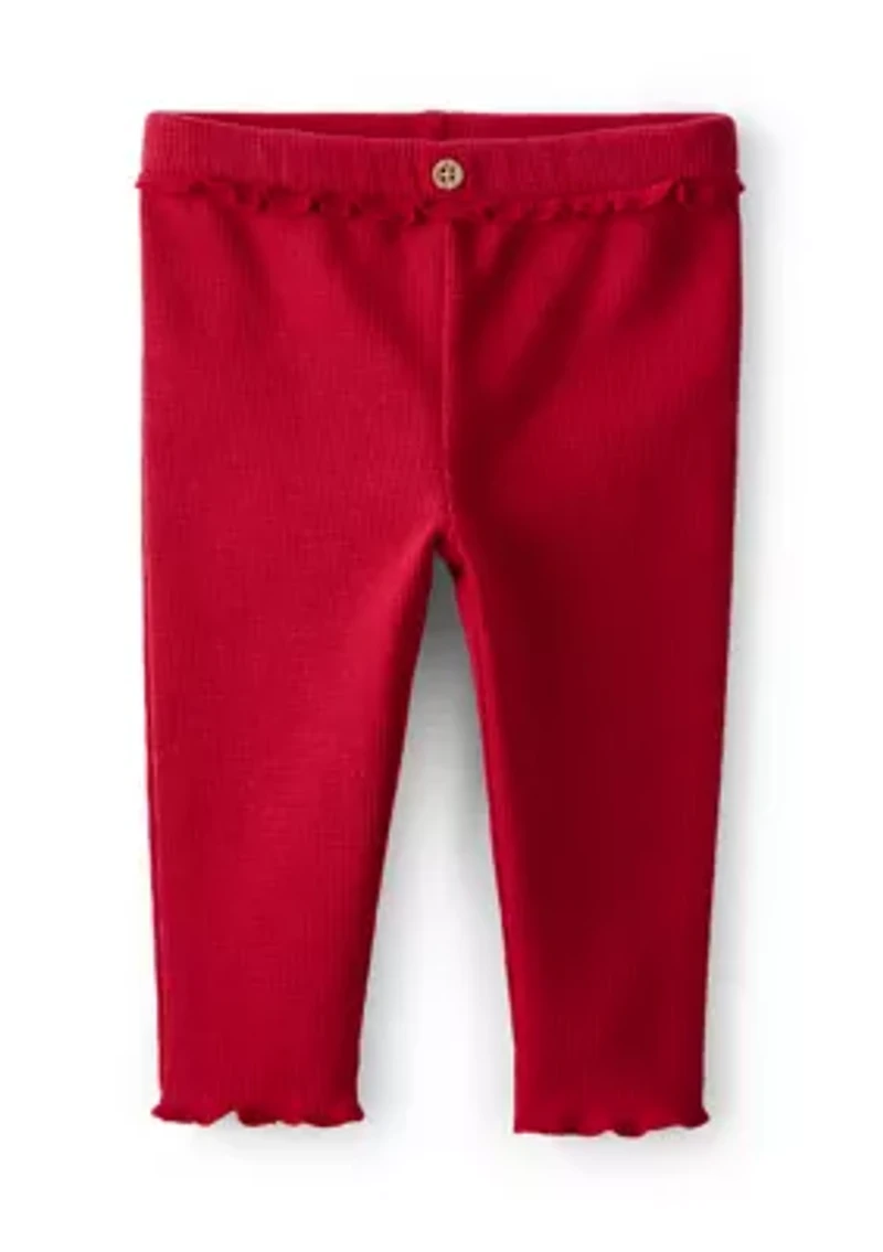 Baby Girls Candy Cane Ruffle Bodysuit and Pants Set