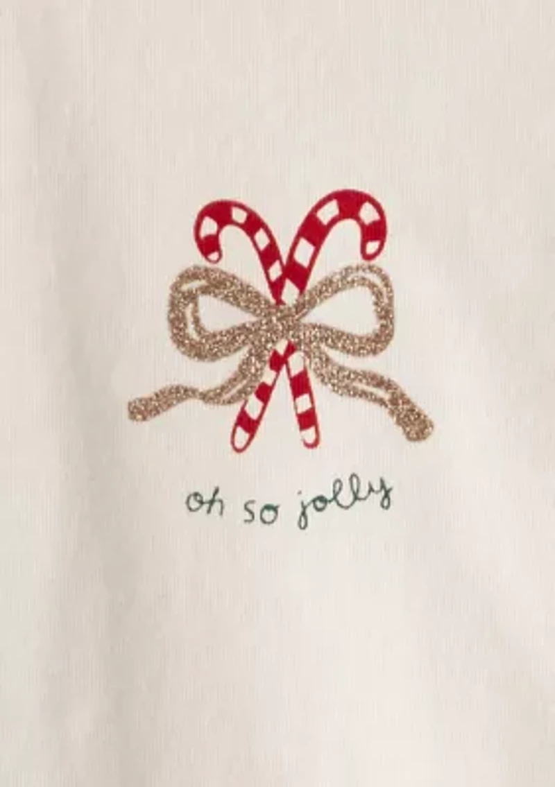 Baby Girls Candy Cane Ruffle Bodysuit and Pants Set
