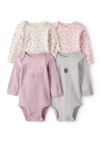 Baby Girls Bodysuits Set - 4 Pack