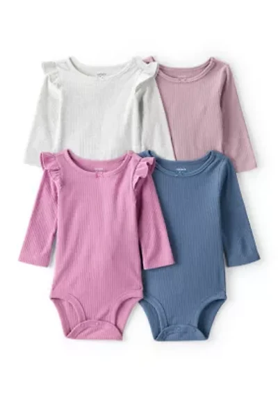 Baby Girls Bodysuits Set - 4 Pack
