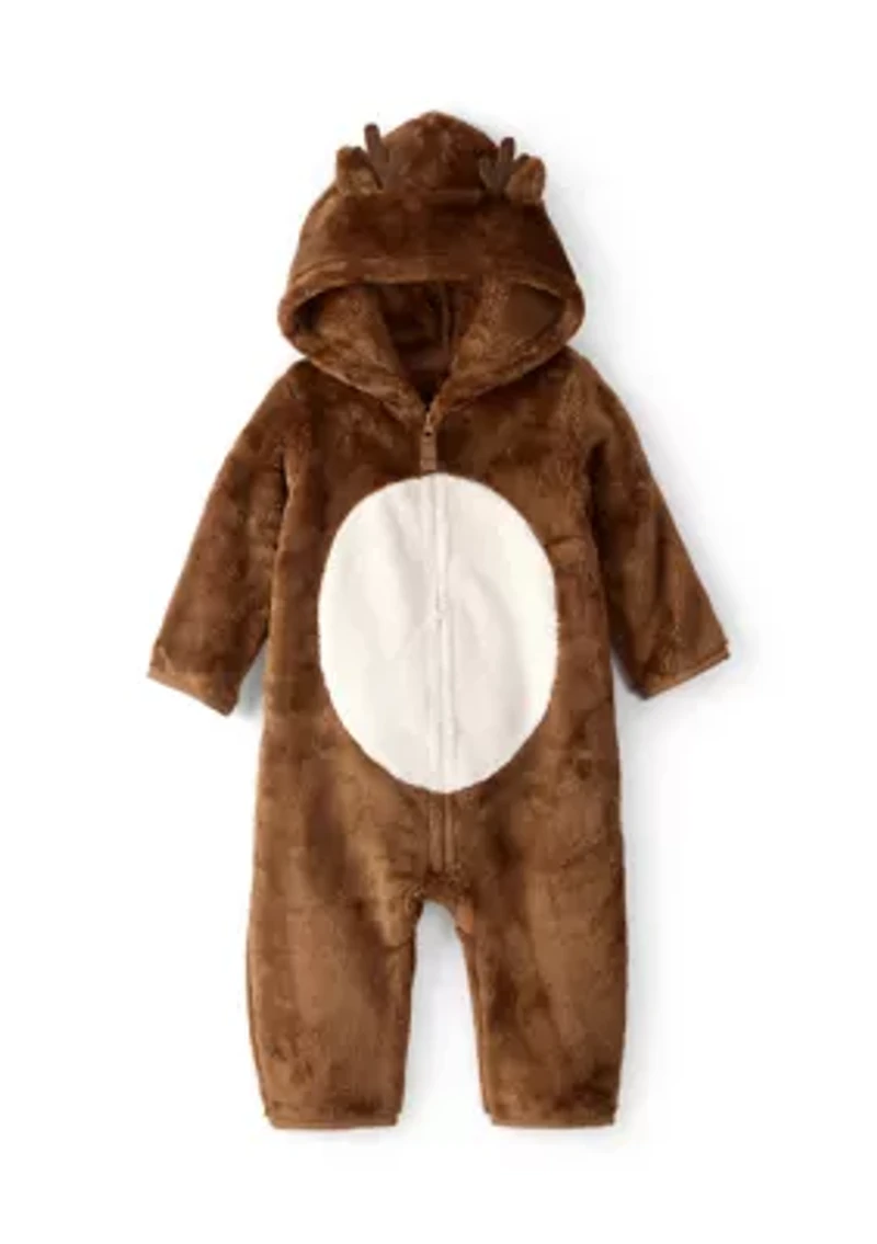 Baby Boys Reindeer Hooded Jumpsuit