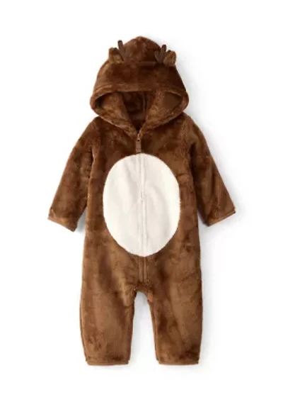 Baby Boys Reindeer Hooded Jumpsuit