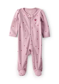 Baby Girls Strawberry Printed Footie Pajamas