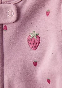 Baby Girls Strawberry Printed Footie Pajamas