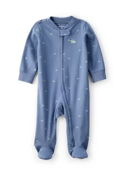 Baby Boys Printed Interlock Footie Pajamas