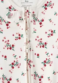 Baby Girls Bow Floral Printed Footie Pajamas