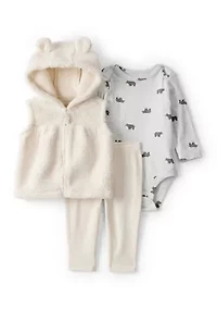 Baby Girls Bear Printed Bodysuit and Jacket Set