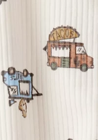 Baby Boys Textured Food Truck Printed Footie Pajamas