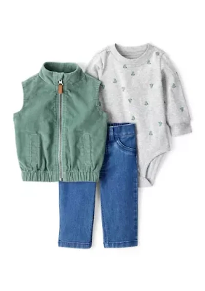 Baby Boys Three Piece Vest Set