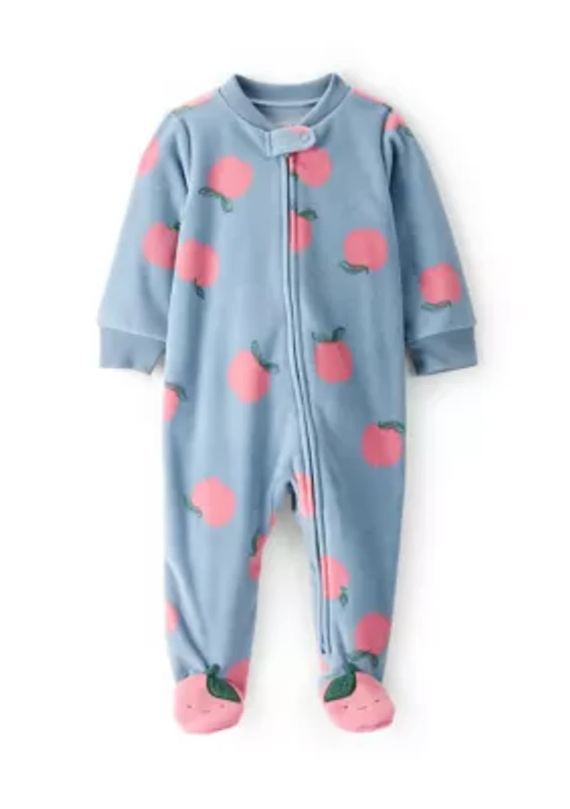 Baby Girls Microfleece Orchard Printed Zip Footie Pajamas
