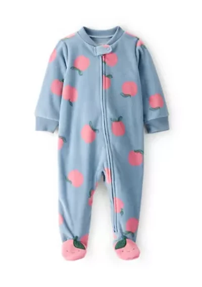 Baby Girls Microfleece Orchard Printed Zip Footie Pajamas