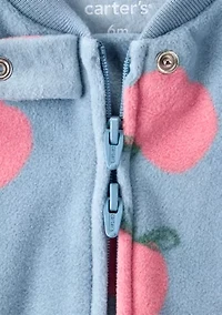 Baby Girls Microfleece Orchard Printed Zip Footie Pajamas