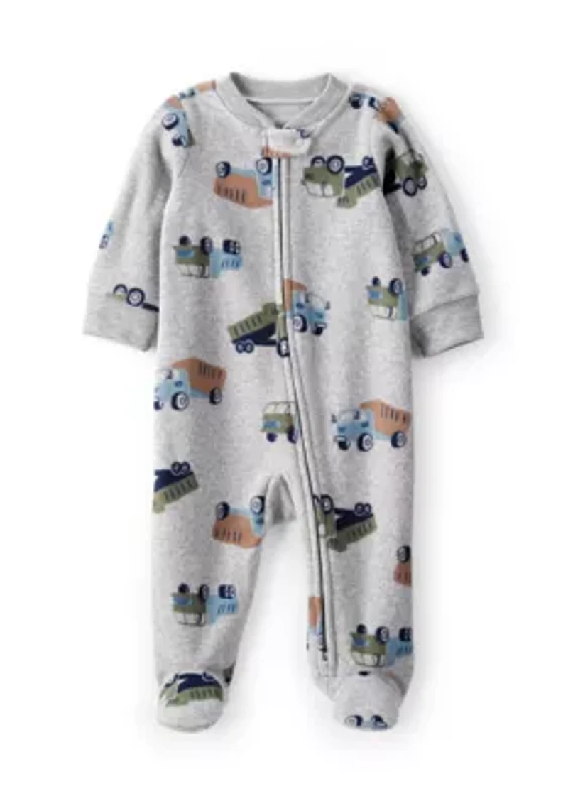 Baby Boys Microfleece Printed Footie Pajamas