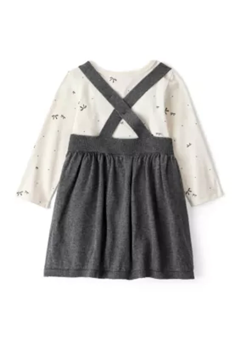 Baby Girls Printed Bodysuit and Jumper Dress Set