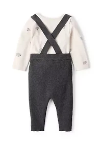 Baby Boys Printed Bodysuit and Suspender Pants Set