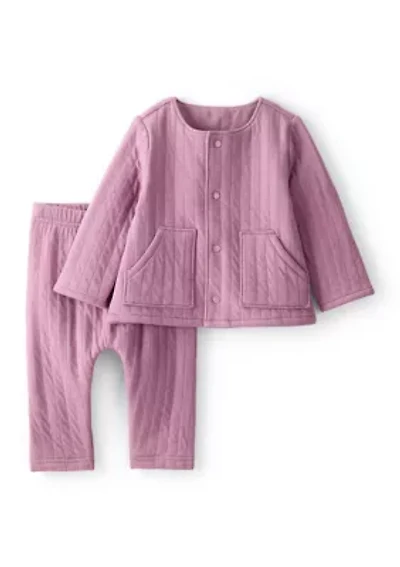 Baby Girls Two Piece Quilted Pants Set