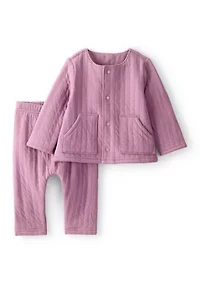 Baby Girls Two Piece Quilted Pants Set
