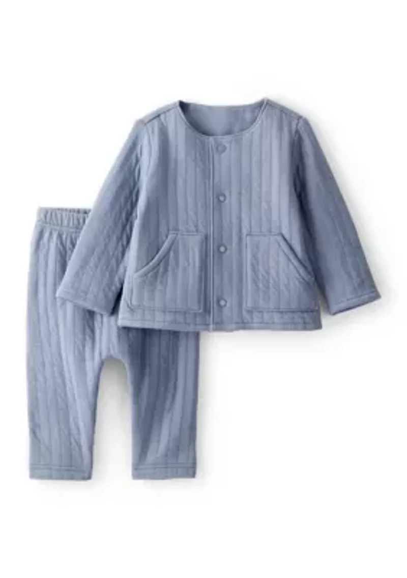 Baby Boys Two Piece Quilted Cardigan Set