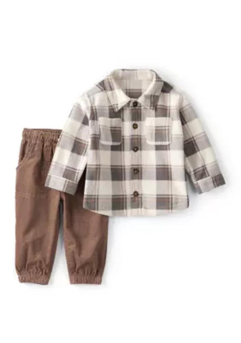 Baby Boys Printed Shirt and Pants Set