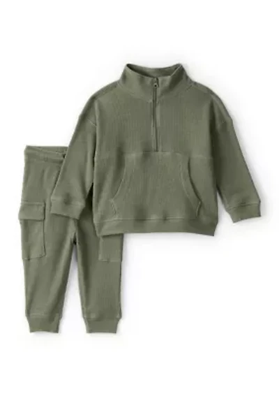 Baby Boys 1/4 Zip Pullover Sweatshirt and Jogger Pants Set
