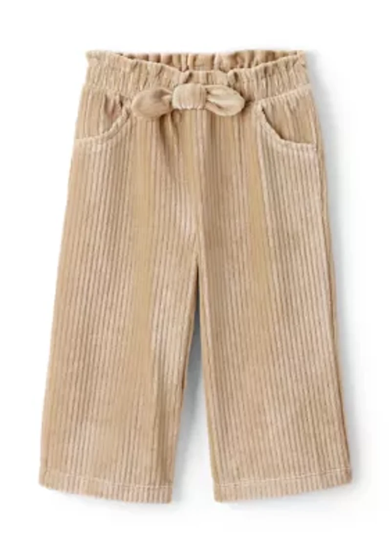 Baby Girls Long Sleeve Crew Neck Top and Wide Leg Corduroy Pants Set