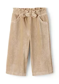 Baby Girls Long Sleeve Crew Neck Top and Wide Leg Corduroy Pants Set