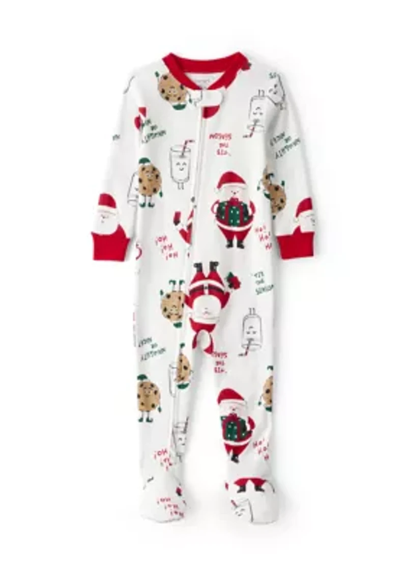 Baby Santa Printed Footie Pajamas