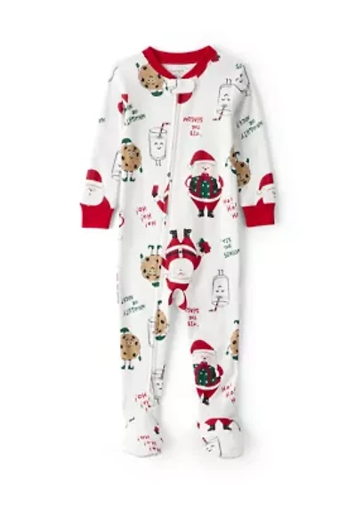 Baby Santa Printed Footie Pajamas
