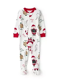Baby Santa Printed Footie Pajamas