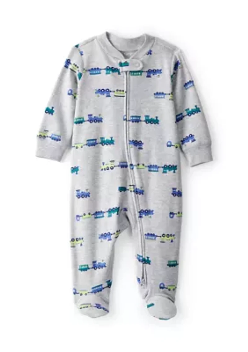 Baby Boys Train Print Sleep & Play Pajamas