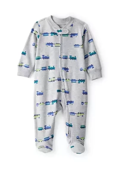 Baby Boys Train Print Sleep & Play Pajamas