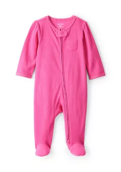 Baby Girls Textured Snap Footed Pajamas