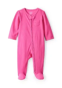 Baby Girls Textured Snap Footed Pajamas