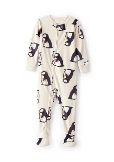 Baby Boys One Piece Printed Velour Footed Pajamas