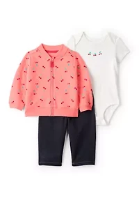 Baby Girls 3-Piece Cardi Set