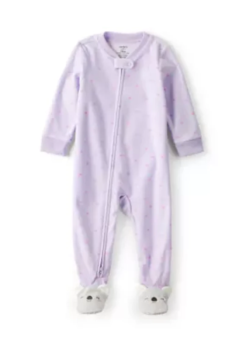 Baby Girls One Piece Footed Fleece Pajama