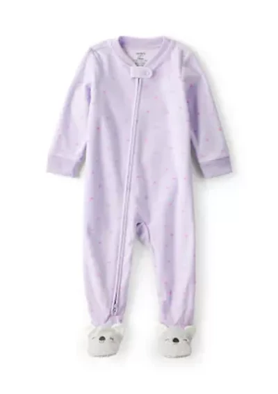 Baby Girls One Piece Footed Fleece Pajama