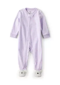 Baby Girls One Piece Footed Fleece Pajama