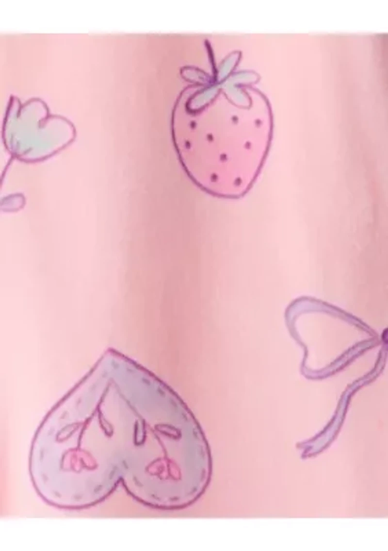 Baby Girls Printed Velour Footed Pajamas