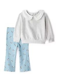 Baby Girls Peter Pan Pullover and Printed Legging Set