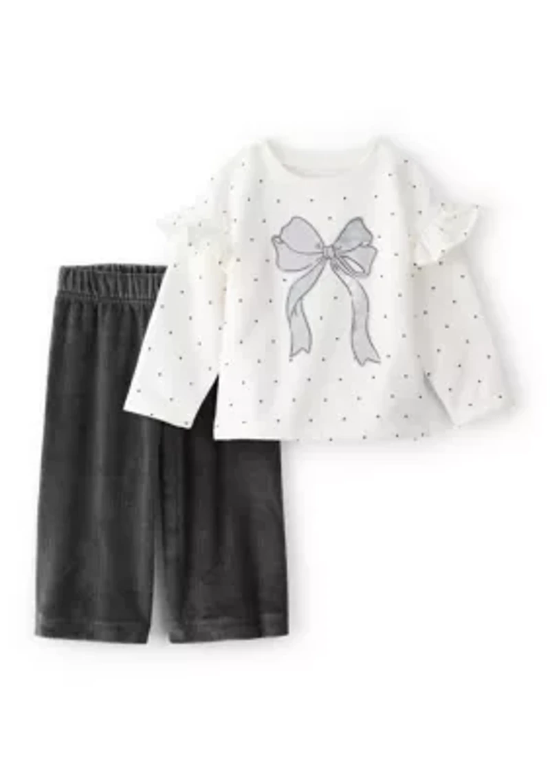 Baby Girls Ruffled Sleeve Top and Pants Set