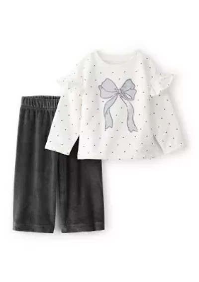 Baby Girls Ruffled Sleeve Top and Pants Set