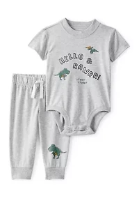 Baby Boys Hello and Rawr Two Piece Set