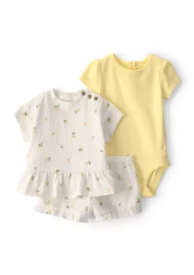 Baby Girls Shorts Body Suit and Top Set
