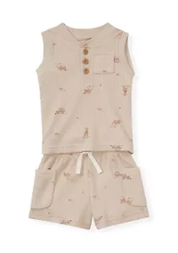 Baby Boys Animal Print Tank Top and Shorts Pajama Set