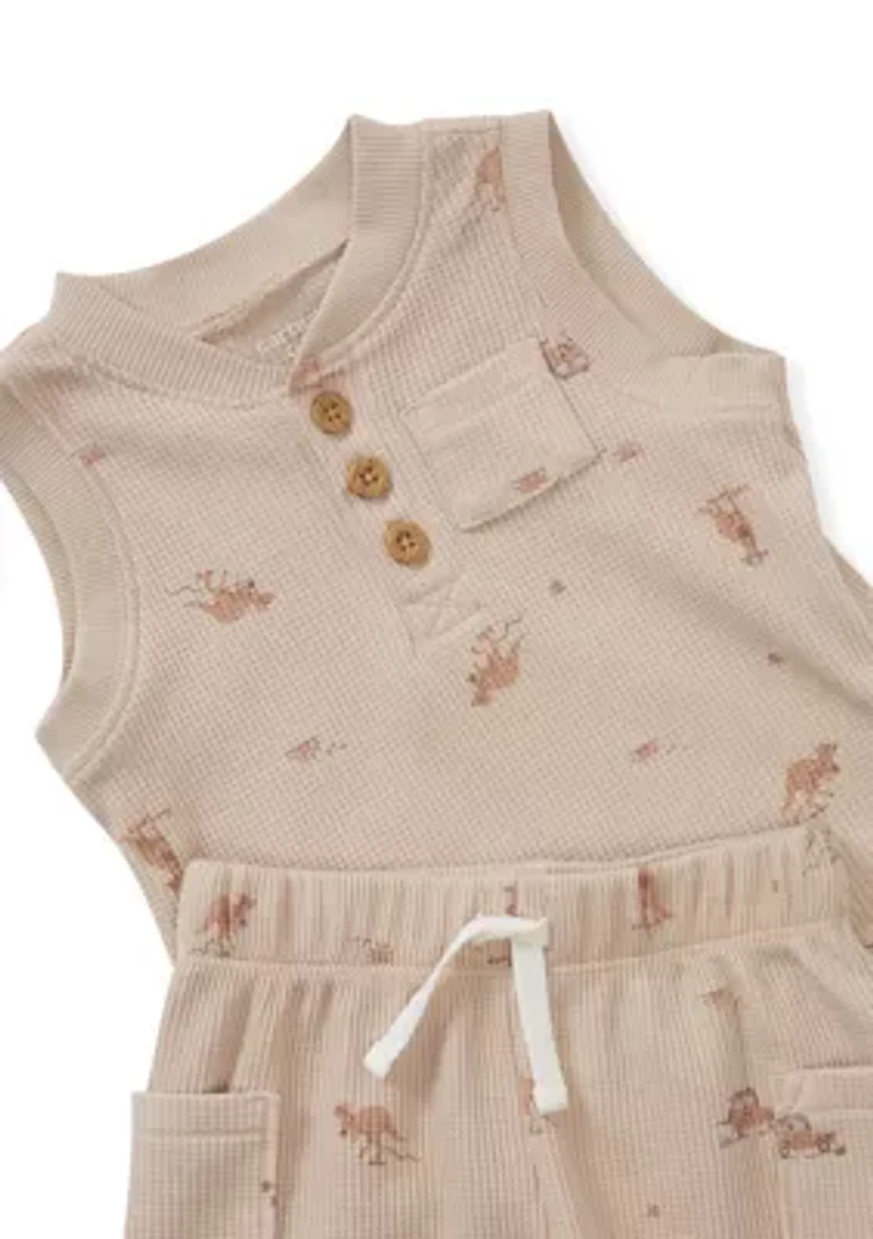 Baby Boys Animal Print Tank Top and Shorts Pajama Set