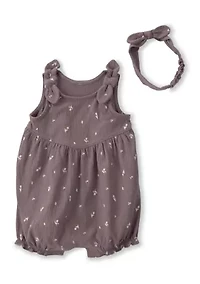 Baby Girls Romper Headband Set